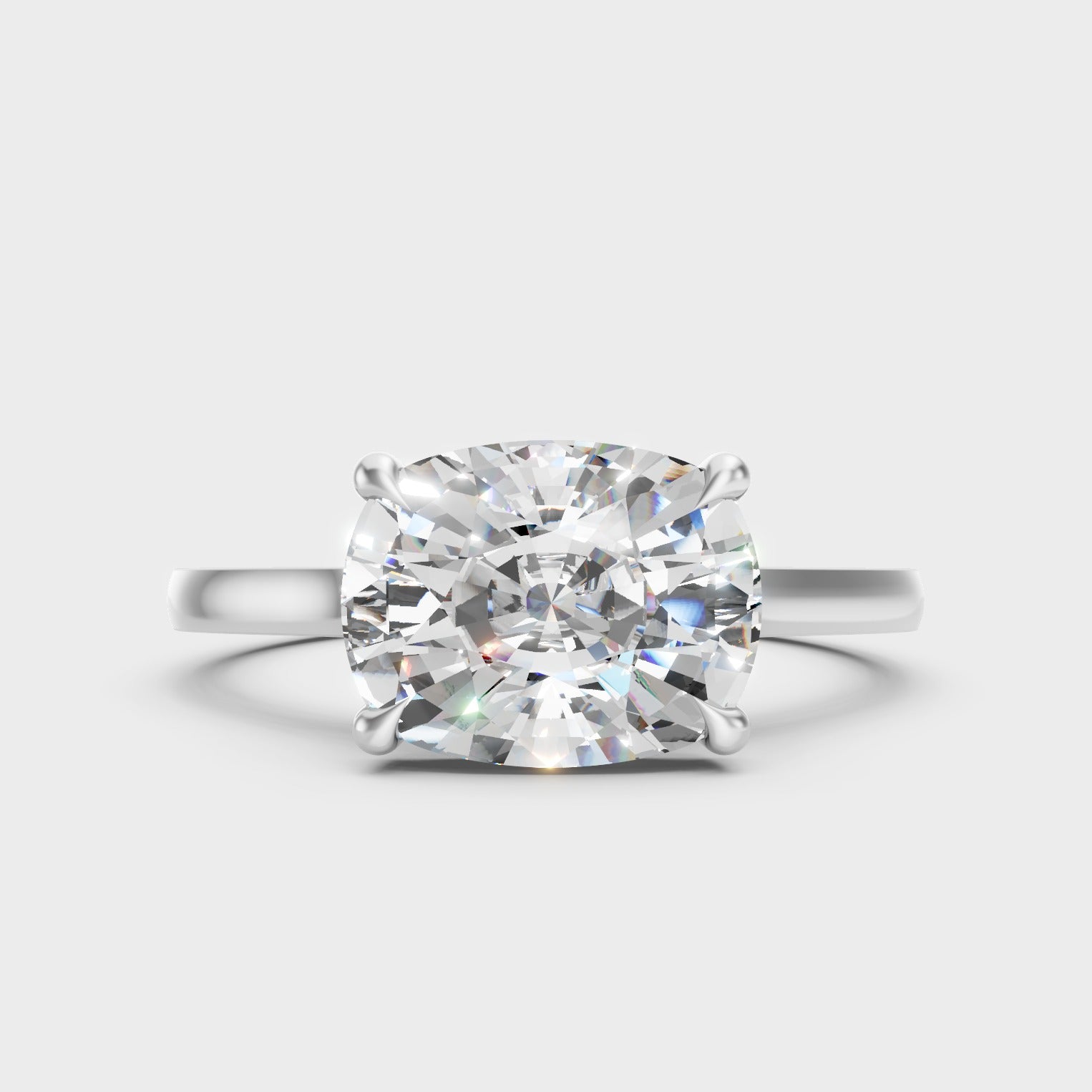 1.5 To 4.5 Carat Cushion Lab-Grown Diamond Ring In 14K White Gold For Brides